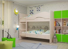 Детская двухъярусная кровать Мая на щитах, цвет Млечный дуб в Екатеринбурге - предосмотр 1