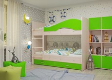 Детская двухэтажная кровать Мая на щитах, корпус Млечный дуб, фасад Салатовый в Екатеринбурге - предосмотр 2
