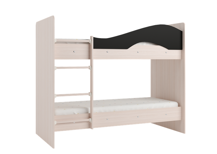 Кровать 2-ярусная Мая на щитах со шкафом и ящиками, корпус Млечный дуб, фасад Венге в Екатеринбурге - изображение 2