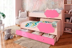Детская двухъярусная кровать Соник 1.6 с ящиком, Розовый в Екатеринбурге