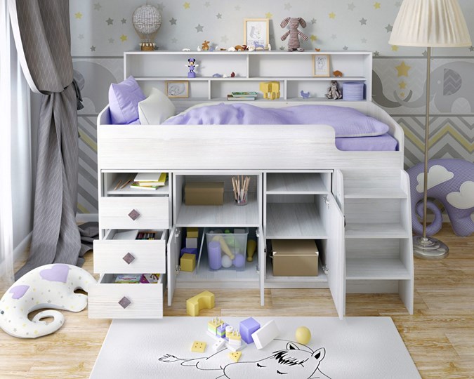 Кровать-чердак в детскую Малыш-5, цвет Винтерберг в Екатеринбурге - изображение 3