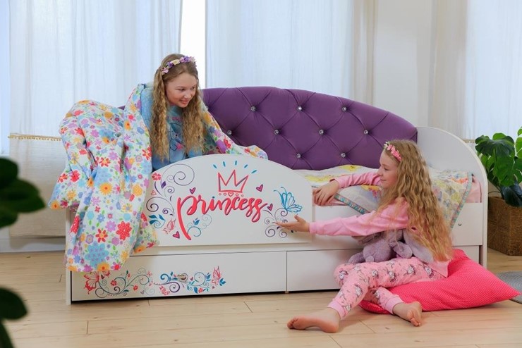Детская кровать с ящиками Эльза с бортиком, Фиолетовый (латы) в Екатеринбурге - изображение 4