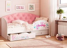 Кровать детская односпальная Эльза с бортиком, Розовый (латы) в Екатеринбурге