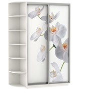 Шкаф 2-дверный Хит, 1500x600x2200, фотопечать, со стеллажом, белая орхидея, белый снег в Екатеринбурге