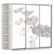 Шкаф 3-х дверный Экспресс со стеллажом, 2100х600х2200, Орхидея белая/белый снег в Екатеринбурге