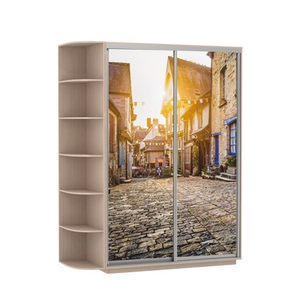 Шкаф 2-х дверный Экспресс 1500x600x2400, со стеллажом, Улица/дуб молочный в Екатеринбурге - изображение