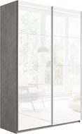 Шкаф 2-дверный Прайм (Белое стекло/Белое стекло) 1400x570x2300, бетон в Екатеринбурге