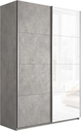 Шкаф 2-х дверный Прайм (ДСП/Белое стекло) 1600x570x2300, бетон в Екатеринбурге