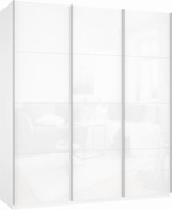 Шкаф 3-х створчатый Е1 Прайм (3 Белое стекло) 2100x570x2300, белый снег в Екатеринбурге