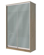 Шкаф 2-х дверный Хит-22-12-22 с цветным стеклом, средне-серый 074, Дуб крафт золотой в Екатеринбурге