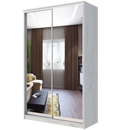 Шкаф 2-х дверный 2200х1362х420 с двумя зеркалами ХИТ 22-4-14-55 Дуб крафт белый в Екатеринбурге