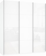Шкаф 3-х дверный Е1 Прайм (Белое стекло/ДСП/Белое стекло) 2100x570x2300, белый снег в Екатеринбурге
