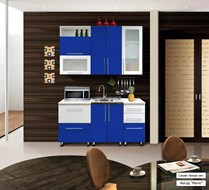 Кухонный гарнитур Мыло 224 1600х918, цвет Синий/Белый металлик в Екатеринбурге