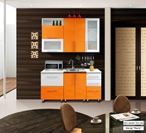 Гарнитур на кухню Мыло 224 1600х918, цвет Оранжевый/Белый металлик в Екатеринбурге