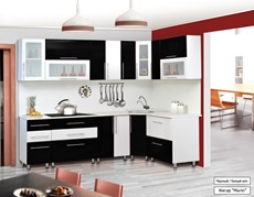 Модульная кухня Марибель Мыло 224 2600х1600, цвет Черный/Белый металлик в Екатеринбурге