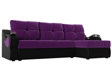 Угловой диван Меркурий, Фиолетовый/черный (вельвет/экокожа) в Екатеринбурге