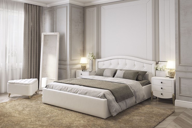 Кровать 2-спальная Верона 1,6 белый (экокожа) в Екатеринбурге - изображение 3