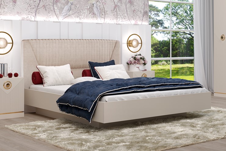 Кровать с механизмом 1.5-спальная Капри-11 (1400 Сатин, ткань Catania ivory) в Екатеринбурге - изображение 2