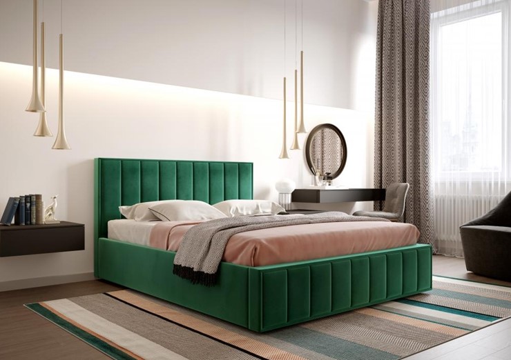 Кровать с механизмом 2-спальная Вена 1400, Велюр Мора зеленый в Екатеринбурге - изображение 3