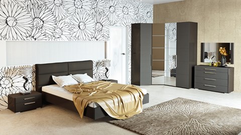 Гарнитур в спальню Наоми №1, цвет Фон серый, Джут в Екатеринбурге - изображение