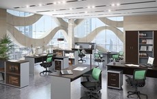 Мебель для персонала Skyland IMAGO четыре рабочих места, стол для переговоров в Екатеринбурге