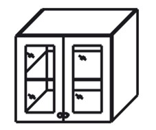 Кухонный шкаф Верона настенный двухдверный с полкой со вставкой из стекла 718*800*320 мм, глянец/софт в Екатеринбурге