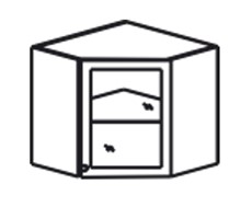 Кухонный шкаф Верона настенный угловой 718*600*600*320 мм со вставкой из стекла, глянец/софт в Екатеринбурге