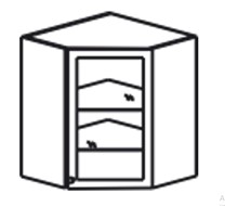 Кухонный шкаф Верона настенный угловой 918*600*600*320 мм со вставкой из стекла, матовый в Екатеринбурге