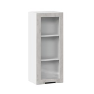 Кухонный шкаф 400 высокий со стеклом Джамис ЛД 296.420.000.026, Белый/Белый камень в Екатеринбурге