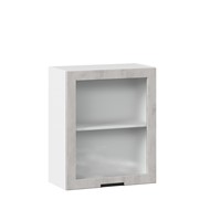 Навесной шкаф 600 со стеклом Джамис ЛД 296.350.000.021, Белый/Белый камень в Екатеринбурге