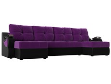 П-образный диван Меркурий П, Фиолетовый/черный (вельвет/экокожа) в Екатеринбурге - предосмотр