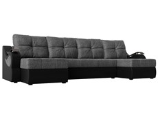 П-образный диван Меркурий П, Серый/черный (рогожка/экокожа) в Екатеринбурге - предосмотр